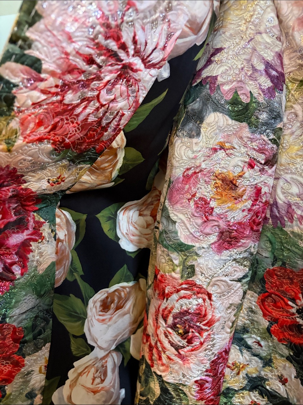 Dolce & Gabbana Floral Brocade Trench Coat - Red, Pink, Green, Yellow - Picture 3 of 6